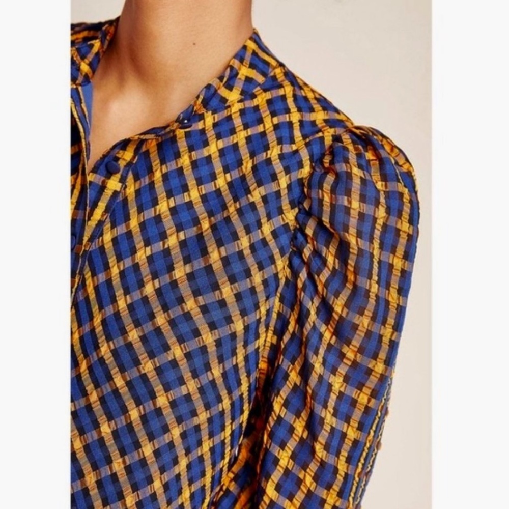 22. Eva Franco Blue & Orange Blouse Size 10 - Picture 6 of 9